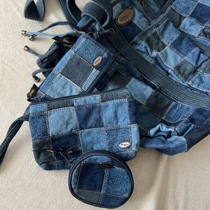 Donna Sharp Denim Patchwork Utility Tote, Wallet, Wristlet, and Coin Purse